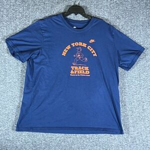 Nike New York City Track and Field Graphic T Shirt Mens XXL Navy Blue Running